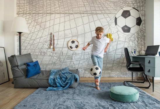 FOOTBALL - light green - tapeta dla chłopaka z piłką nożną