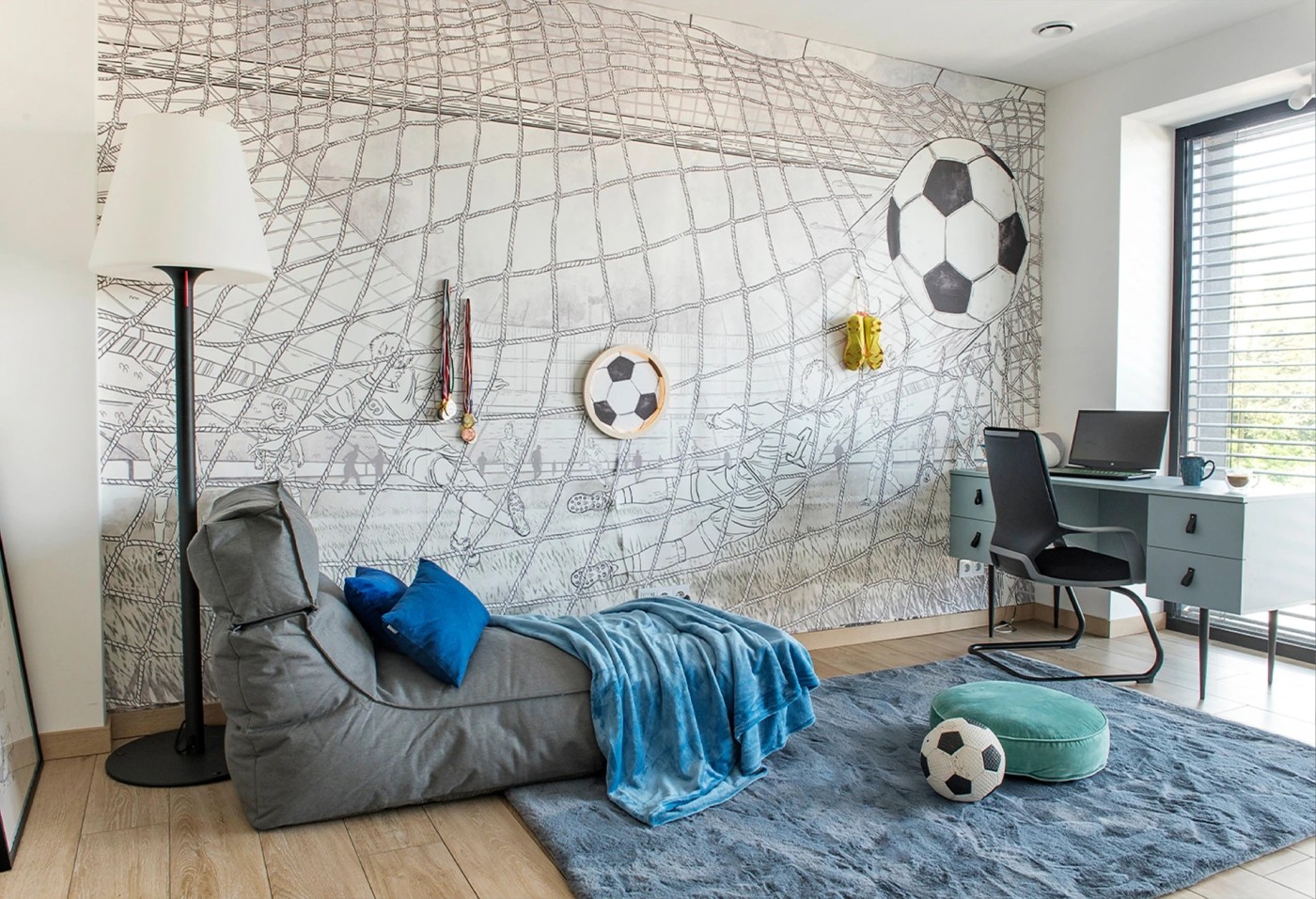 FOOTBALL - light green - tapeta dla chłopaka z piłką nożną