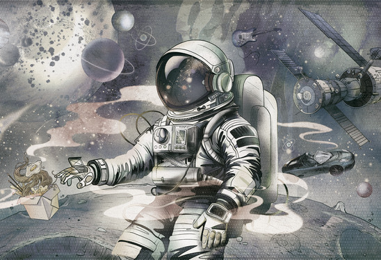kosmiczna tapeta z astronautą i samochodem sklep internetowy