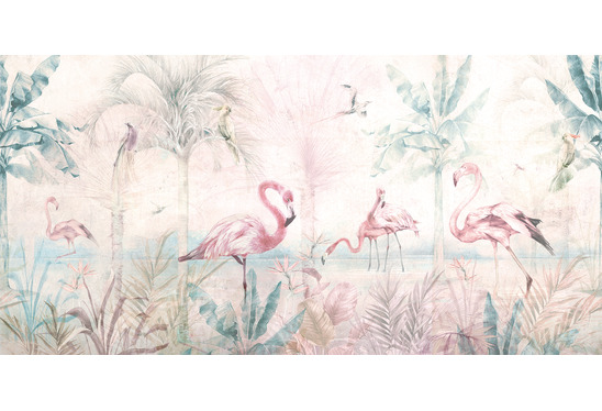 tapeta z flamingami i kwiatami Malumi