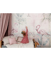 Malumi dziewczęca tapeta z flamingami i kwiatami