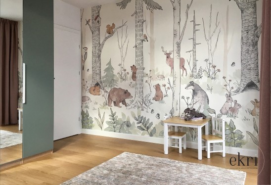 FOREST MURAL - green - tapeta leśna dla dzieci