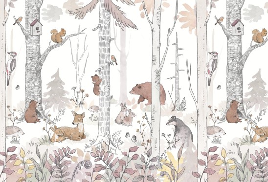 FOREST MURAL - girls - leśna tapeta dla dzieci
