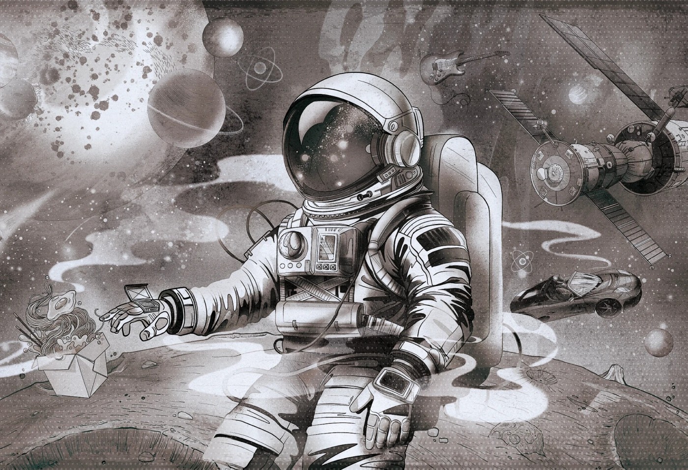 GALAXY - comic book - tapeta na ścianę dla chłopca z kosmicznym motywem