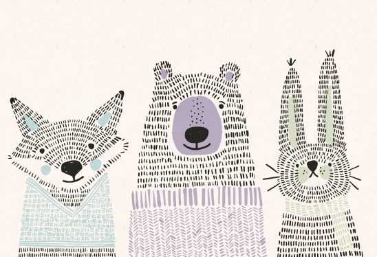 BEST BUDDIES - cool - tapeta dziecięca z leśnymi zwierzątkami