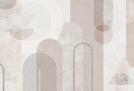 GEOMETRIC ARCS - pudding - tapeta do salonu z motywem geometrycznych łuków