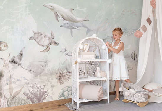tapeta do pokoju dziecięcego z delfinami