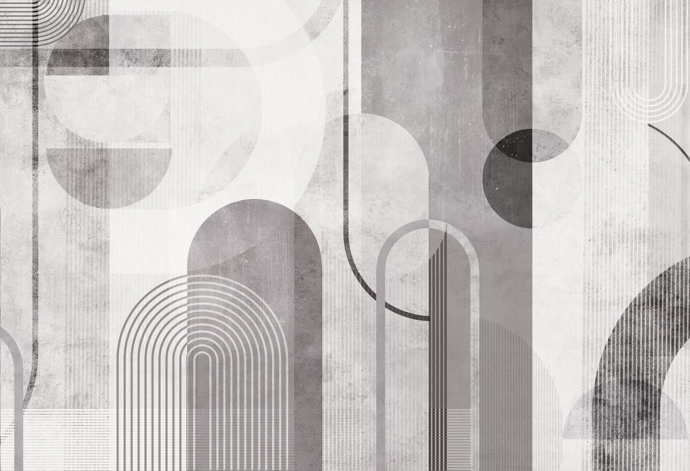 GEOMETRIC ARCS - black&white - tapeta do salonu tapeta do salonu z motywem geometrycznych łuków