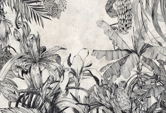 HAVANA - black&white - tapeta leśna do salonu