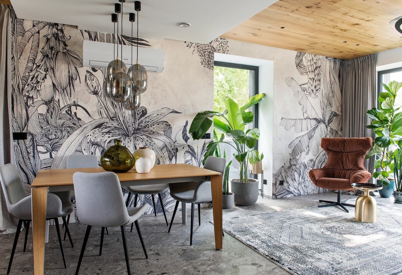 HAVANA - black&white - tapeta leśna do salonu