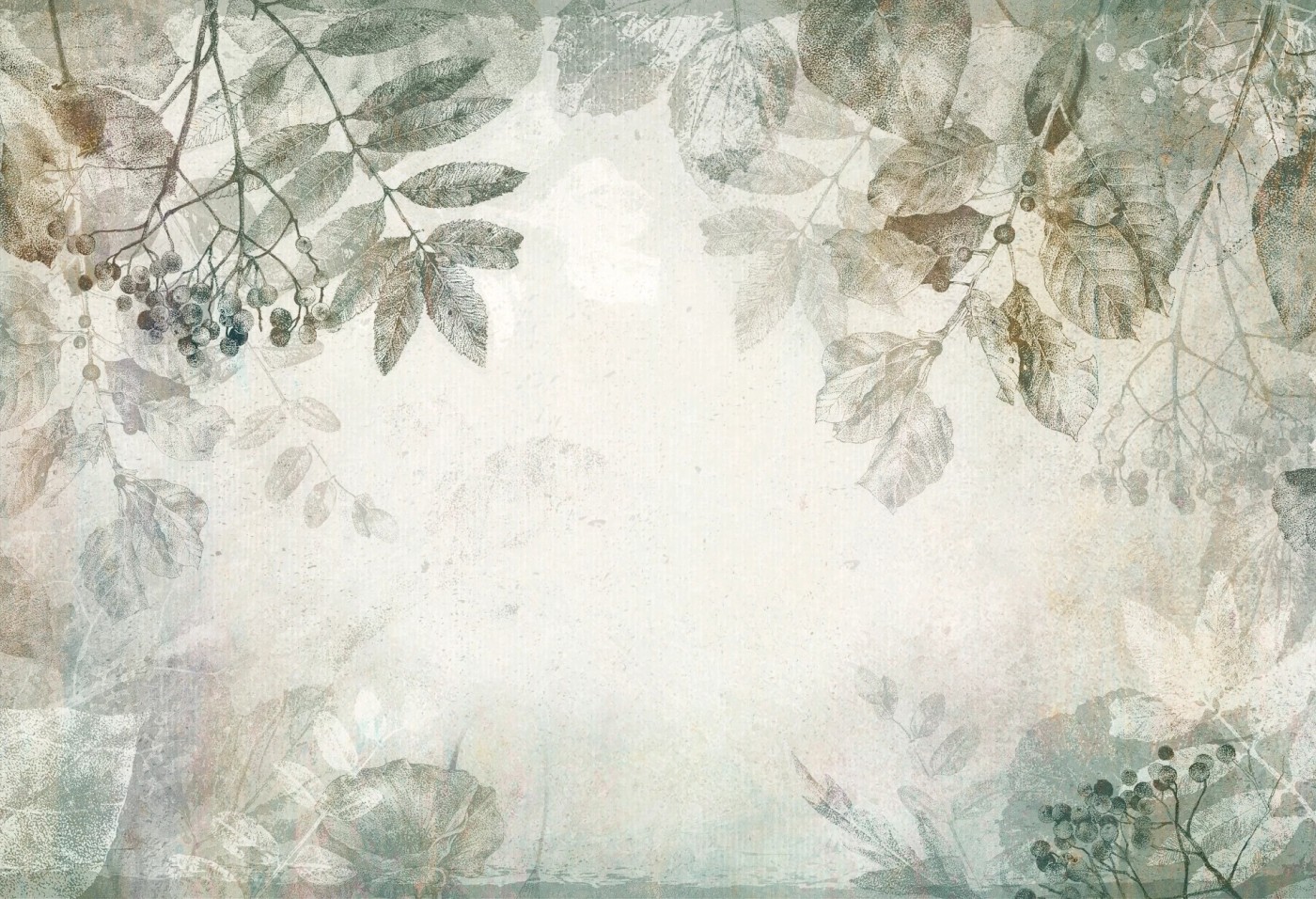 HERBARIUM - mint - tapeta z motywem roślinnym do salonu lub sypialni