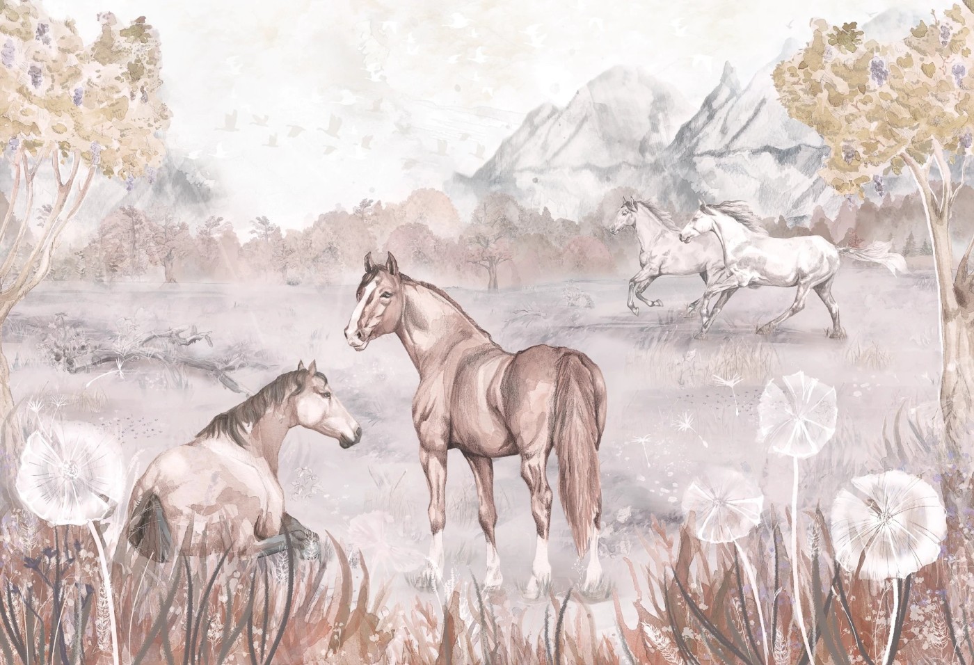 HORSE VALLEY - tapeta dziecięca w konie
