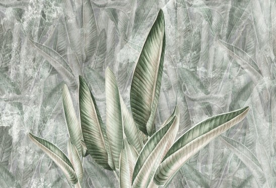 JUNGLE LEAVES - warm - tapeta w liście do salonu lub sypialni