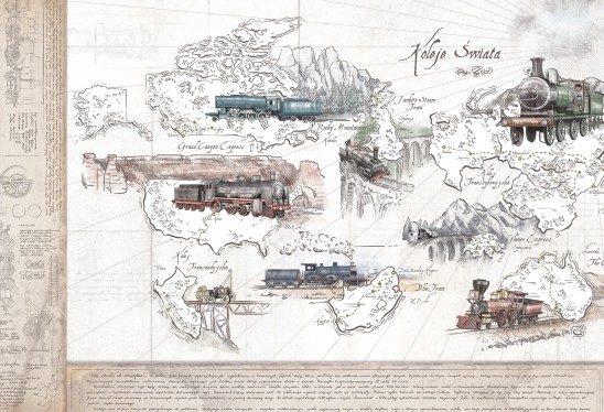 KOLEJE ŚWIATA - tapeta dla chłopca z motywem pociągów