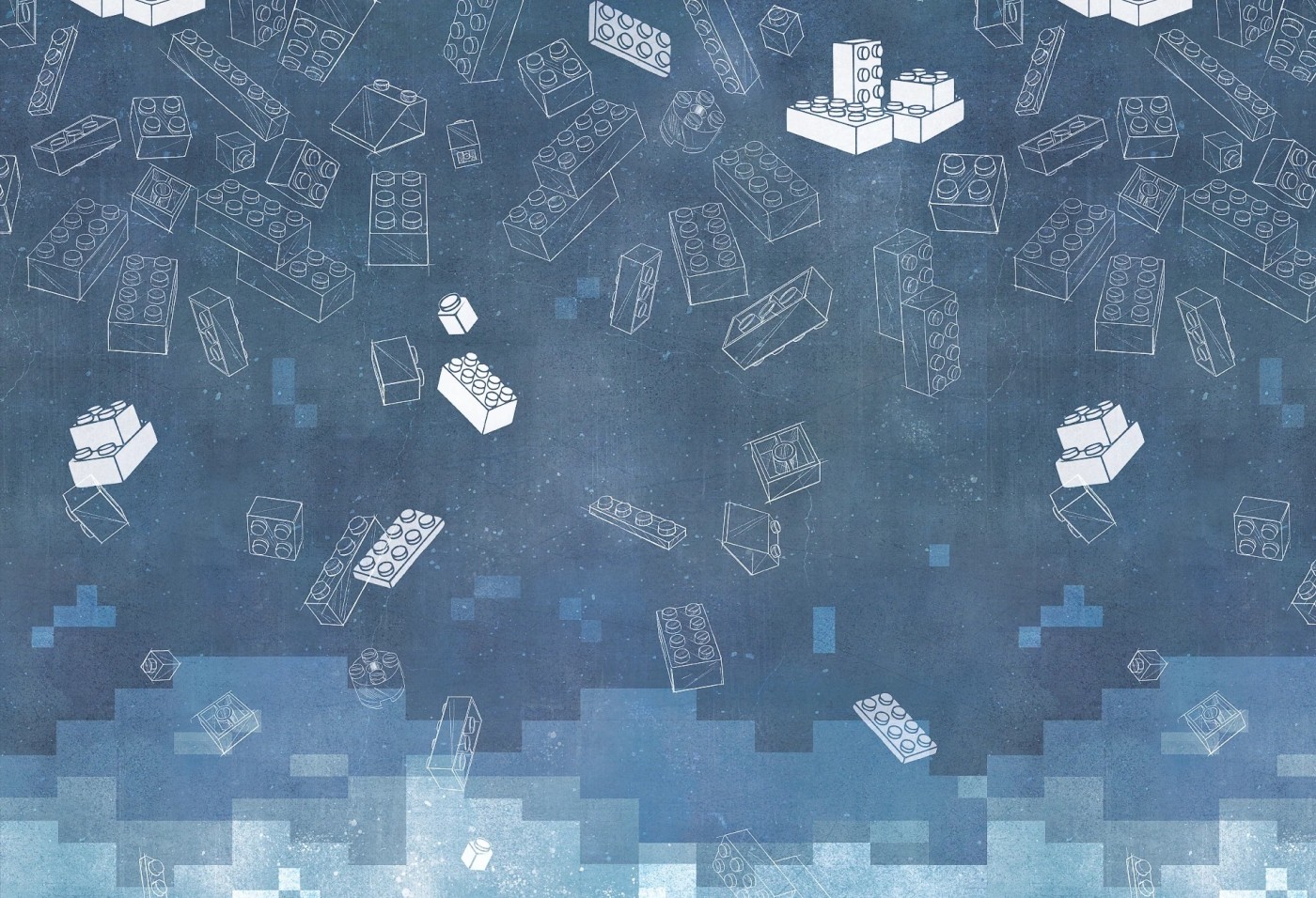 BLUE BLOCKS - tapeta do pokoju dla chłopca z klockami