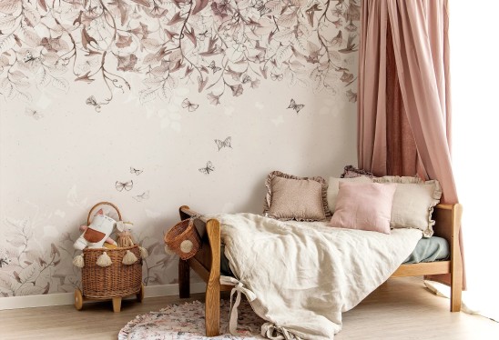 BUTTERFLIES - pudding - delikatna tapeta dla dziewczynki