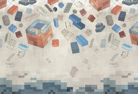 RED BLOCKS - tapeta z klockami dla dzieci
