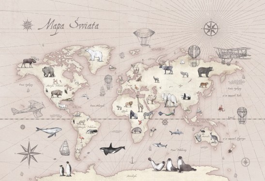 MAPS - desert rose - tapeta z mapą i zwierzętami