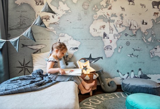 MAPS - mint - tapeta mapa dla dzieci