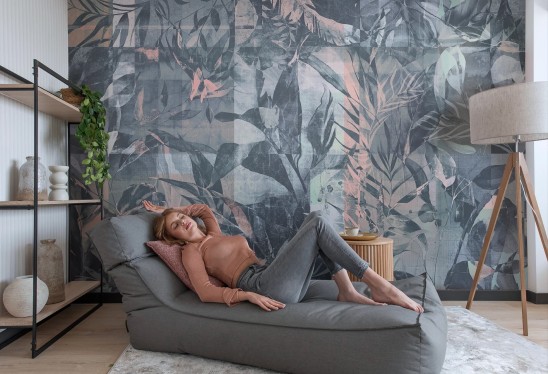 ANTALYA - mint - tapeta z kwiatowym motywem do salonu