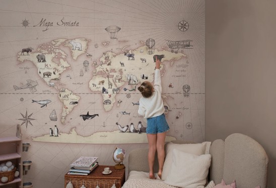 MAPS - desert rose - tapeta z mapą i zwierzętami