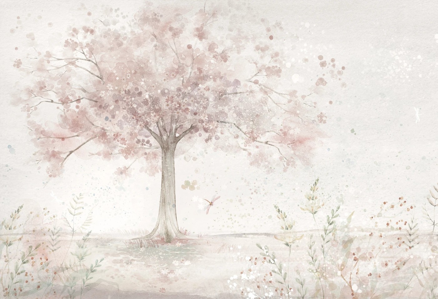 MERRY CHERRY - powder - delikatna tapeta dla dziewczynki