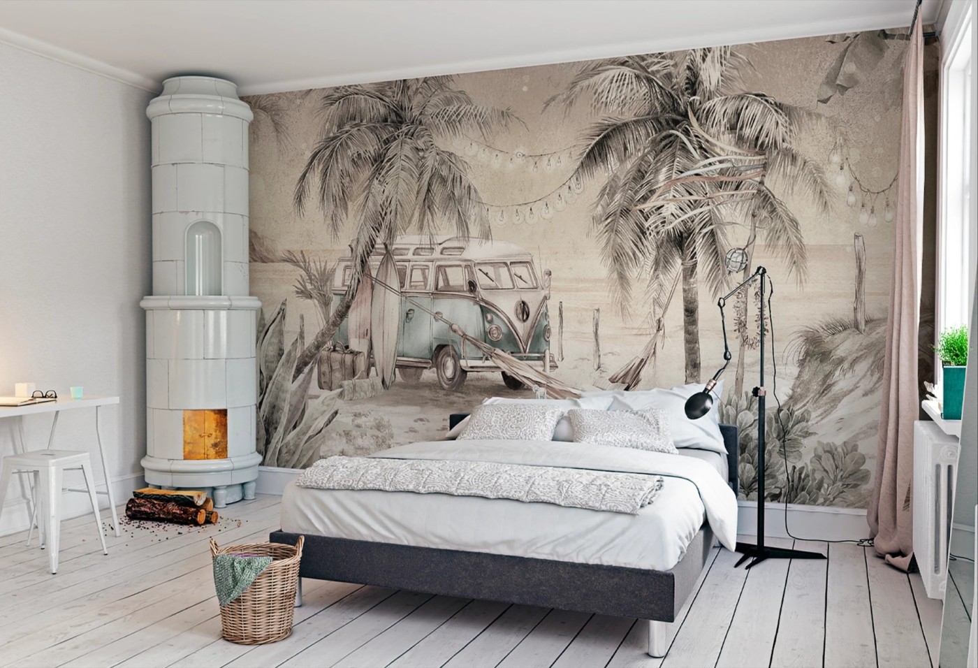 SURF CAMP - neutral - tapeta dla nastolatków w stylu vintage SURF CAMP - neutral - tapeta dla nastolatków w stylu vintage