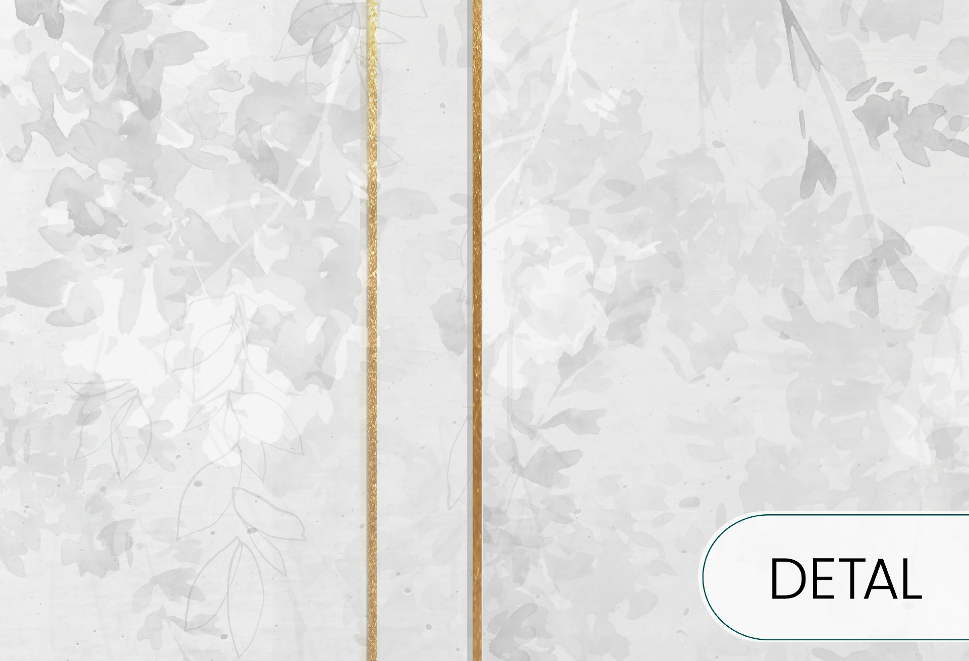 ABSTRACT FLOWERS - grey - tapeta nowoczesna ze złotymi detalami