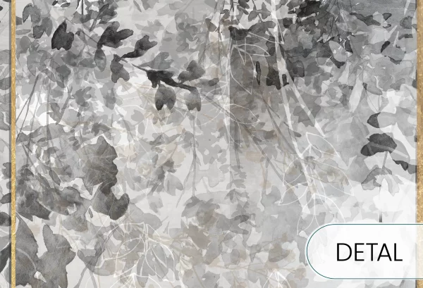 ABSTRACT FLOWERS - grey - tapeta nowoczesna ze złotymi detalami - detal