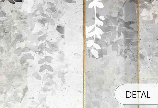 ABSTRACT FLOWERS - grey - tapeta nowoczesna ze złotymi detalami - detal