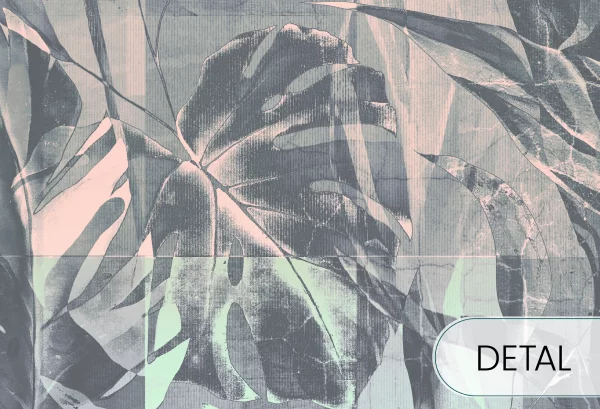 ANTALYA - mint - tapeta z kwiatowym motywem do salonu - detal