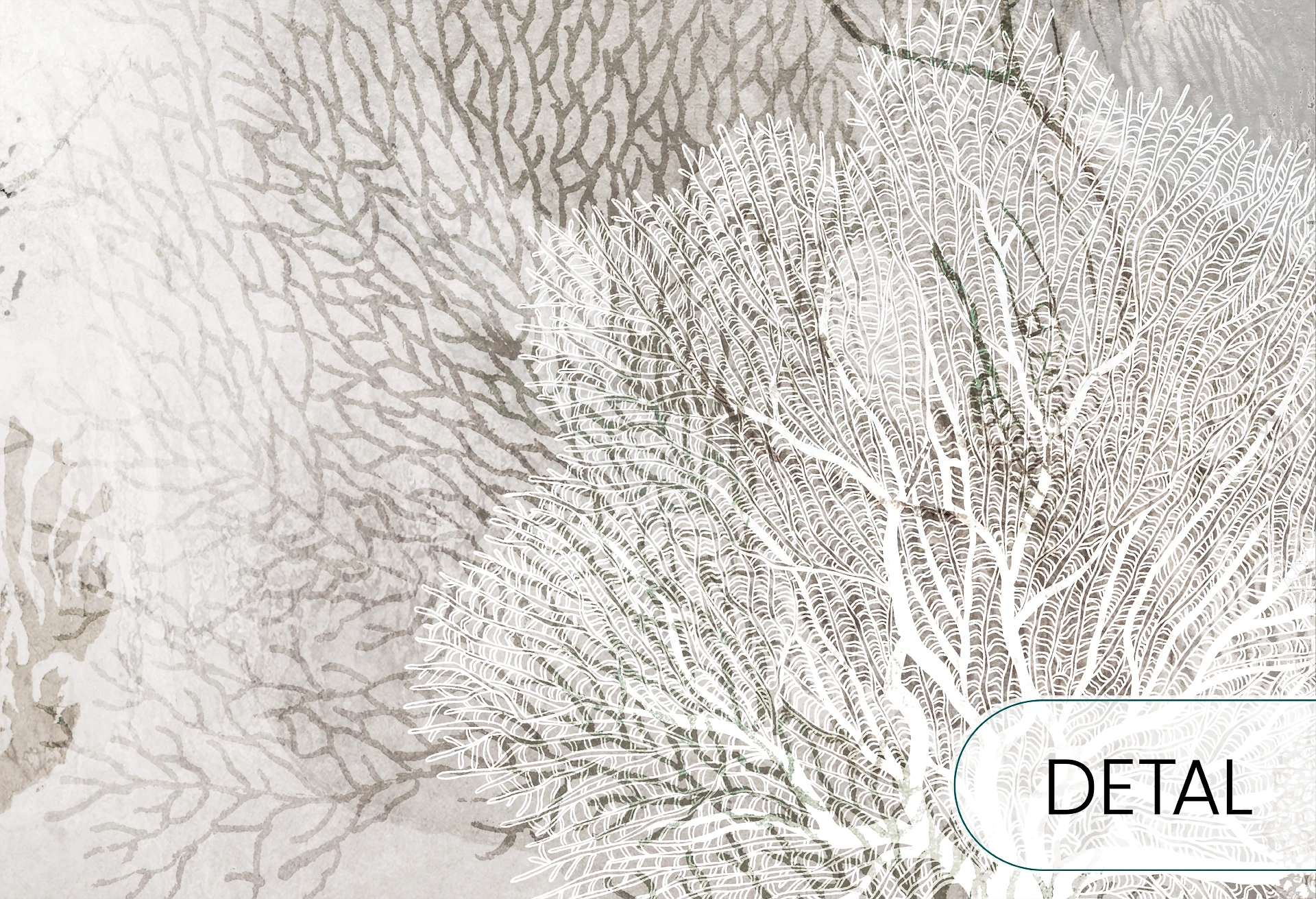 AQUARIA - soft - strukturalna tapeta do salonu i sypialni z rafą koralową i skamielinami