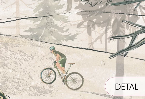 BIKE ROAD - tapeta do pokoju dla chłopca z rowerami górskimi - detal