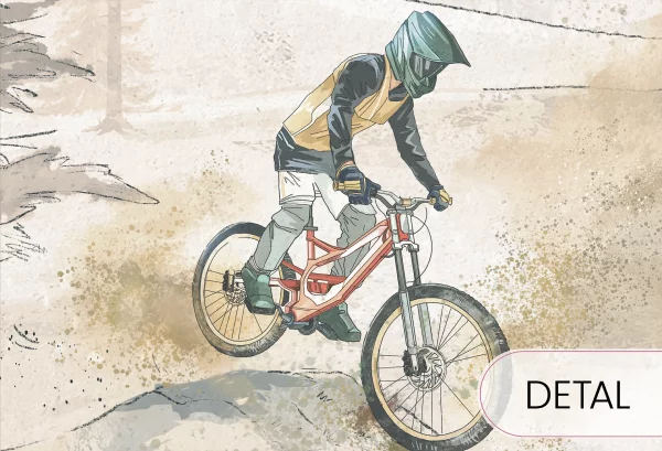 BIKE ROAD - tapeta do pokoju dla chłopca z rowerami górskimi - detal