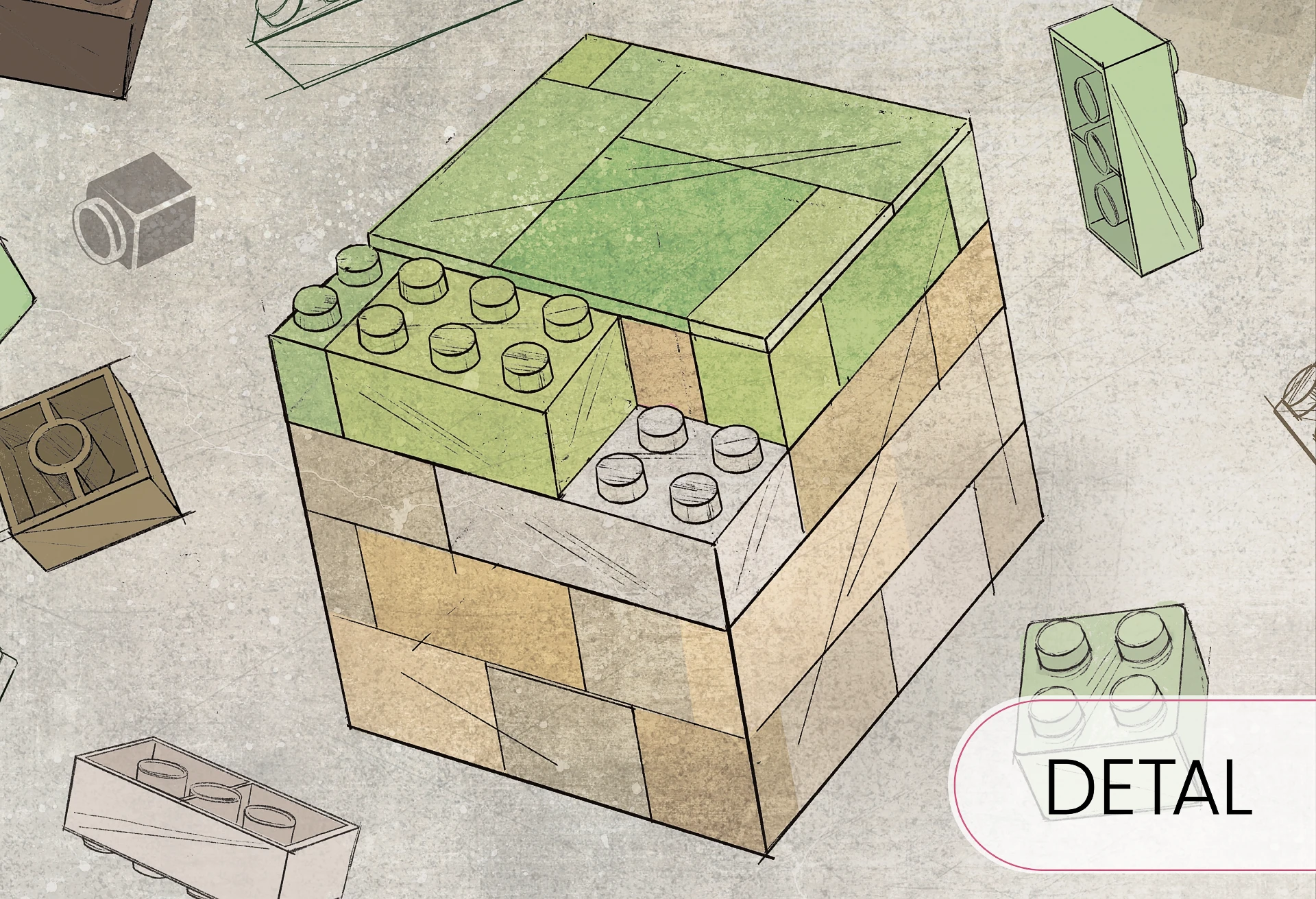 GREEN BLOCKS - fajna tapeta dla chłopaków