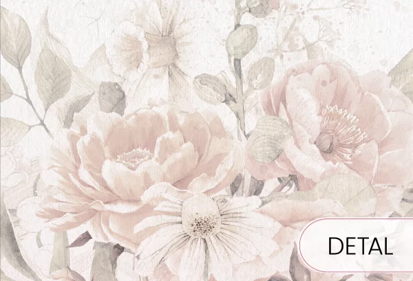 BLOOM BOUQUET - beige - tapeta w kwiaty do pokoju dziecięcego - detal