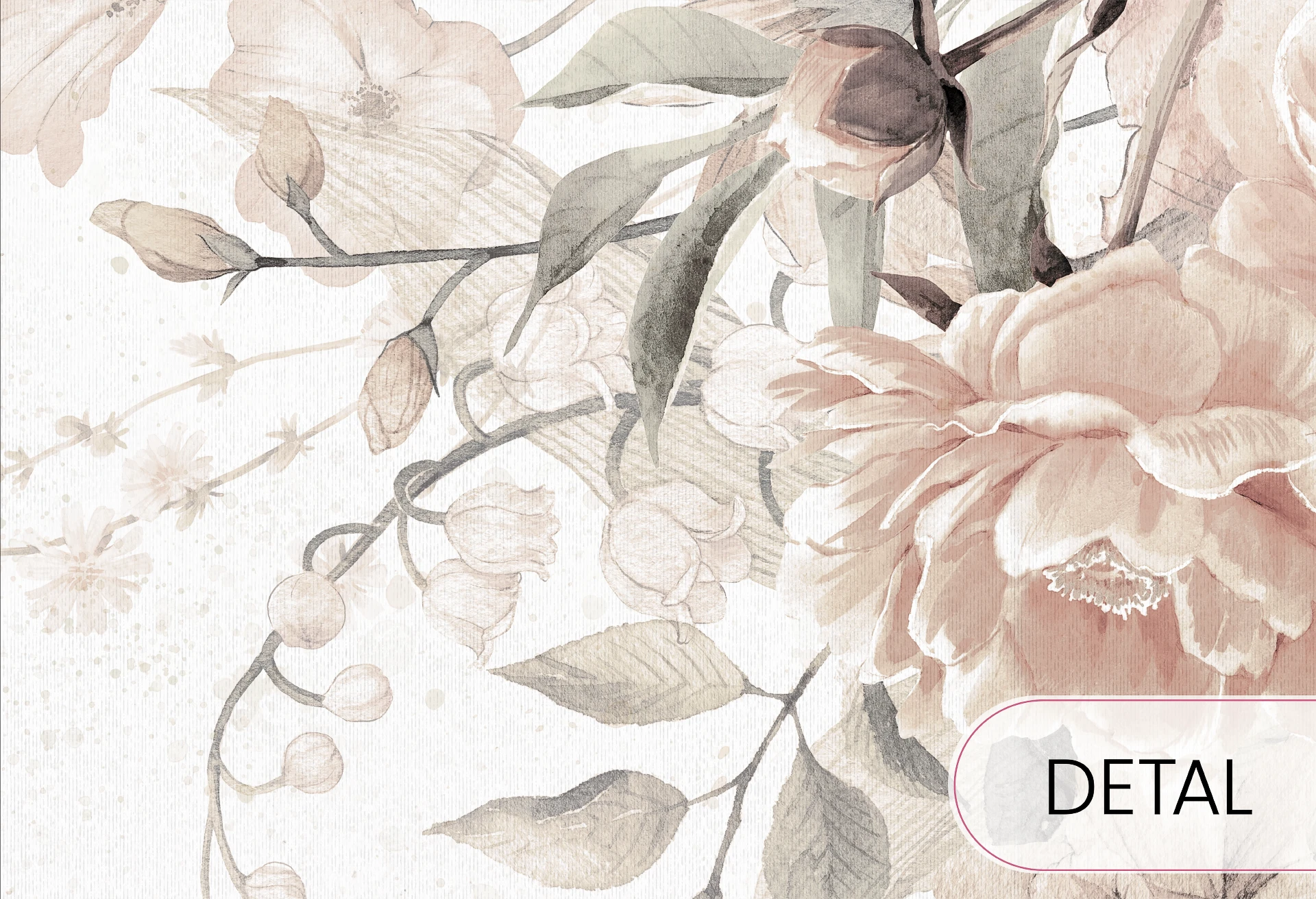 BLOOM BOUQUET - beige - tapeta w kwiaty do pokoju dziecięcego