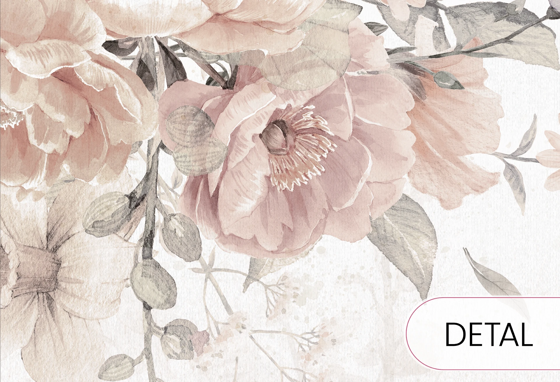 BLOOM BOUQUET - beige - tapeta w kwiaty do pokoju dziecięcego