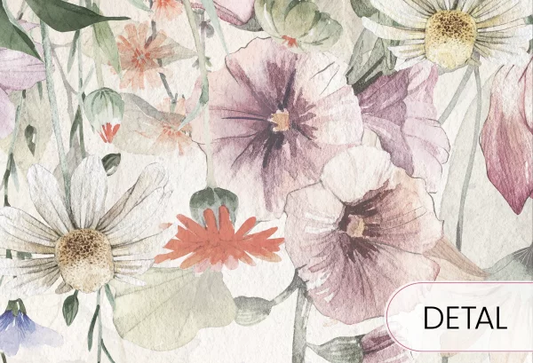 BLOOM UP - rainbow - tapeta dla dziewczynki w kolorowe kwiaty - detal