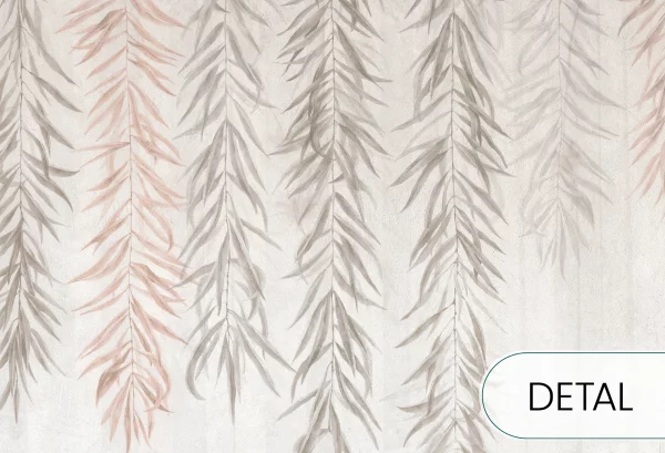 BOTANICA - coral - tapeta z motywem leśnym do salonu lub sypialni - detal