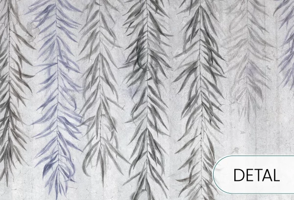 BOTANICA - grey blue - tapeta z motywem roślinnym do salonu lub sypialni - detal