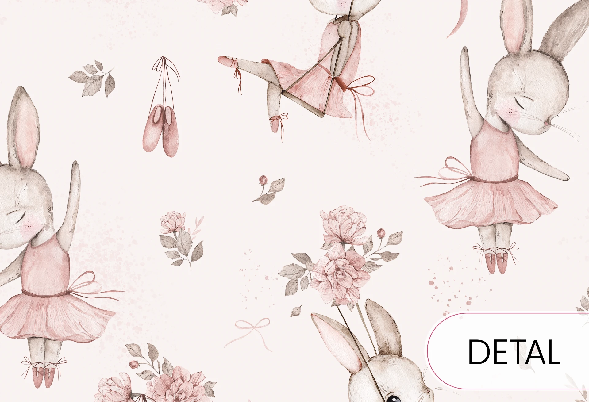 BUNNY BALLET - tapeta dziecięca dla dziewczynki w króliczki baletnice