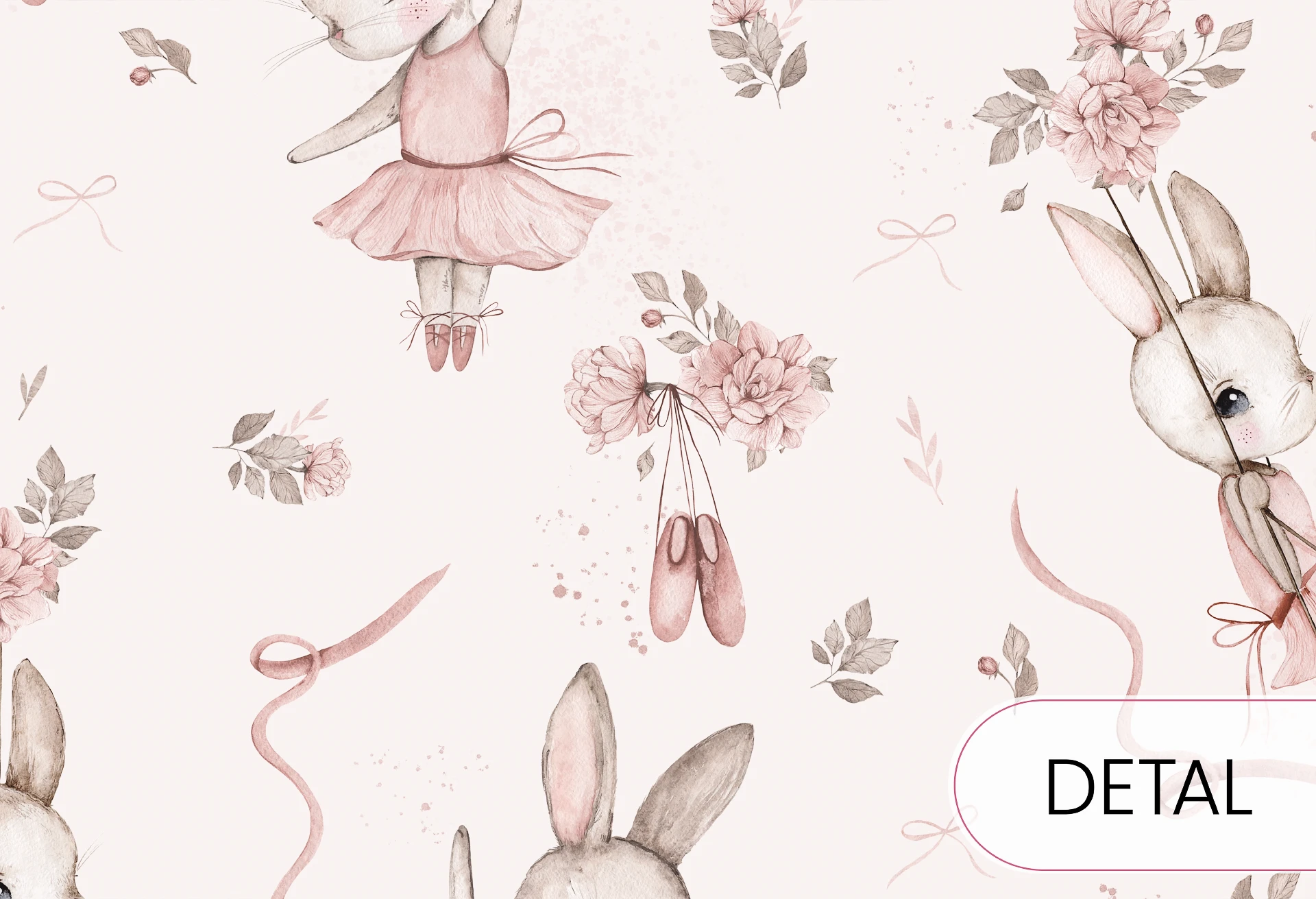BUNNY BALLET - tapeta dziecięca dla dziewczynki w króliczki baletnice