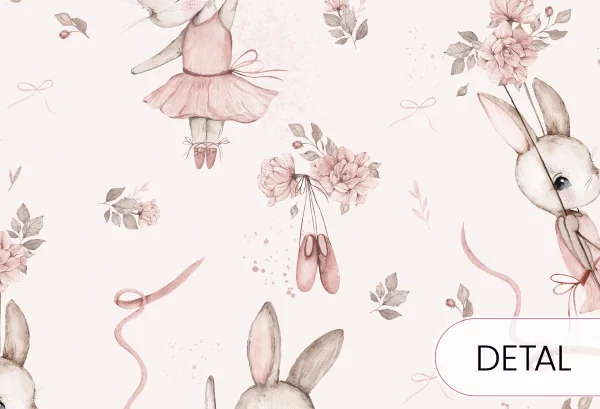 BUNNY BALLET - tapeta dziecięca dla dziewczynki w króliczki baletnice - detal