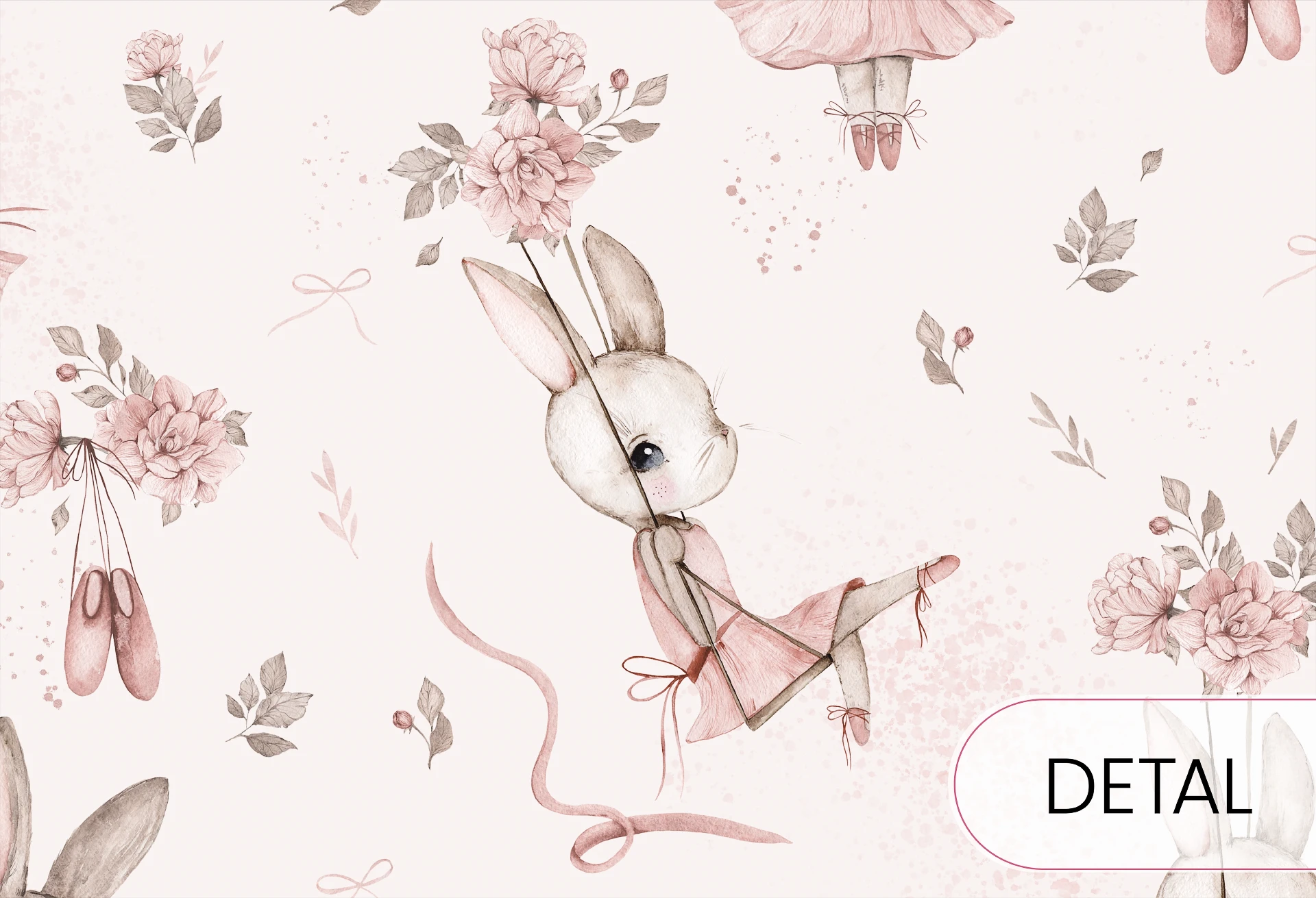 BUNNY BALLET - tapeta dziecięca dla dziewczynki w króliczki baletnice