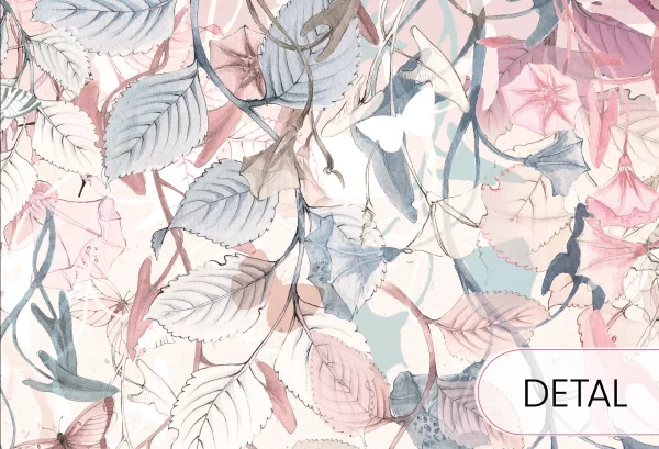 BUTTERFLIES - bubblegum - delikatna tapeta dla dziewczynki w kwiaty i motyle - detal