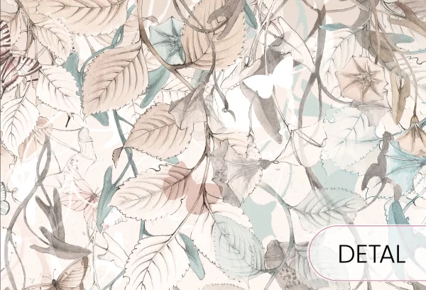 BUTTERFLIES - mint - tapeta dziecięca w kwiaty i motyle - detal