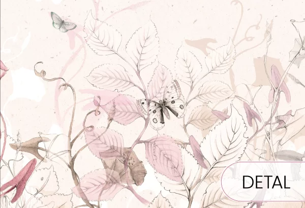 BUTTERFLIES - rose - romantyczna tapeta dla dziewczynki - detal