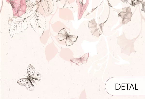 BUTTERFLIES - rose - romantyczna tapeta dla dziewczynki - detal