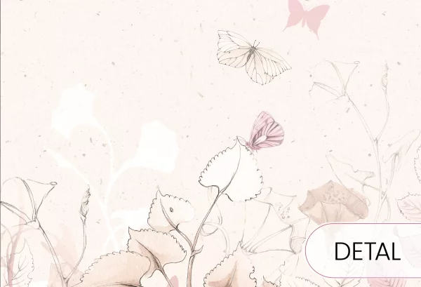 BUTTERFLIES - rose - romantyczna tapeta dla dziewczynki - detal